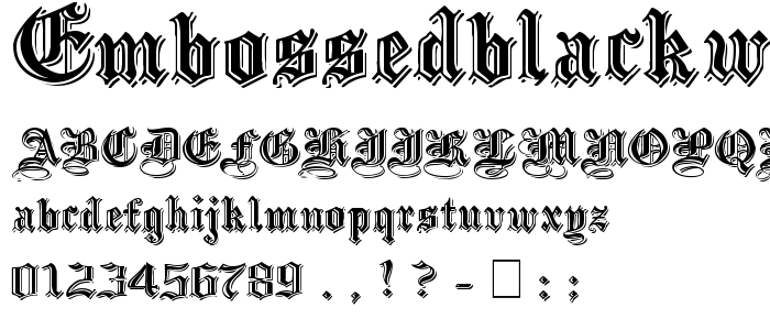 EmbossedBlackWide Normal font